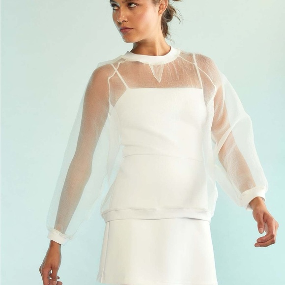 Cynthia Rowley Organza Pullover White Medium - Picture 4 of 11